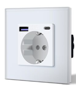 BSEED 20W USB C Steckdose aus Glas, 3 in 1 Unterputz Steckdose, 240V 16A Weiß