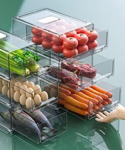 YekouMax Stapelbare Kühlschrank-Organizer mit Schubladen – 2er Set Extra Groß & Mittel