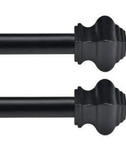 Thestoa robuste Gardinenstangen für Schlafzimmer und Wohnzimmer - 200,3 cm, Edelstahl, Schwarz