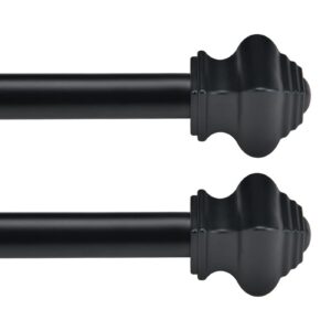 Thestoa robuste Gardinenstangen für Schlafzimmer und Wohnzimmer - 200,3 cm, Edelstahl, Schwarz