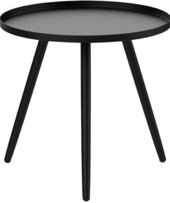 H HOMEWINS Metall Beistelltisch, Modern Rund Sofatisch für Wohnzimmer, Schwarz Praktischer Nachttisch für Schlafzimmer
