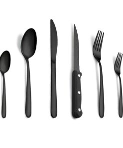 Schwarzes Pleafind 72-teiliges Besteckset für 12 Personen - Lebensmittelqualität Edelstahl-Set, spülmaschinenfest, inklu