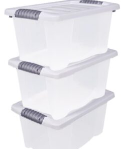 Spetebo Kunststoff Stapelbox mit Deckel - Multifunktional - Kinderspielzeug Aufbewahrung 3er Set 30x20 cm - 7 Liter - Mi