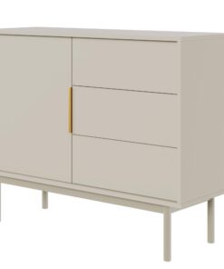 Selsey Kommode Aufbewahrungsschrank Push to Open Soft Close 1 Tür 3 Schubladen 104 cm Viviaro Graubeige Selsey Kommode