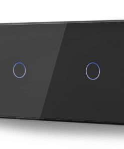 BSEED Doppelt Touch Lichtschalter Schwarz Eingebettet LED Hintergrundbeleuchtung Kein Neutralleiter