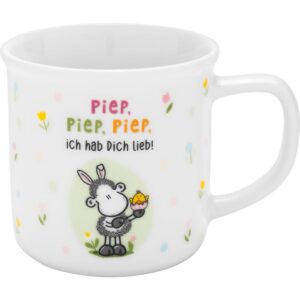Sheepworld Kaffeetasse "Piep" | Porzellan, 35 cl, Geschenk Ostern | Motiv, Spruch, Geschenkverpackung 70262