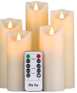 Da by LED Kerzen: Flammenlose Dekorative Kerzen mit echt blinkendem LED-Flamme (5er Set, 13cm bis 20cm).