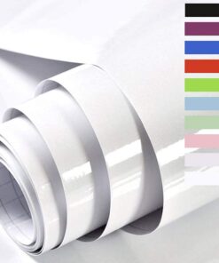 Hochglanz Weiß Klebefolie für Möbel - Selbstklebend 60cmx5m Küchenfolie Schrankdekoration Global Recycled Standard Hoc