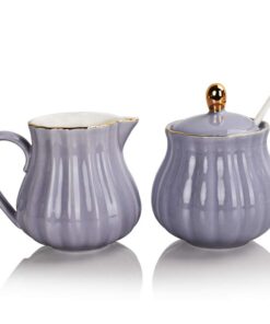 Sweejar Home Royal Keramik-Zucker- und Sahnekännchen-Set (lila) - Edles Set für Schokoladeneis und Desserts - Perfekt fü