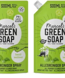 Marcel's Green Soap Alles-Reinigender-Spray Nachfüllung Basilikum & Vetiver - 100% recyceltes Plastik - 97% biologisch a