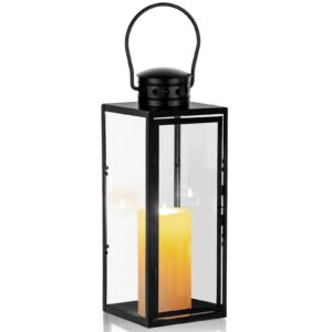 Laterne für Kerzen, 35cm Hoch, Metall, für Garten, Groß, Windlichter, Schwarz | Grablaterne, Kerzenlaterne, 35cm Hoch,