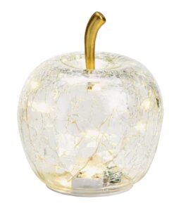 Apfel Dekoleuchte mit LED Lichterkette (XS) | Tischleuchte Apfel Dekolampe Glas | Apfellampe mit LED Lichterkette XS
