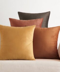EMEMA Samt Kissenbezug für Wohnzimmer und Schlafzimmer Dekorative Khaki Serie 4er Set