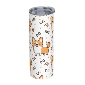 Corgi-Hunde- und Knochenmuster Wasserflasche 20 Unzen Vakuum Tumbler Edelstahl Becher