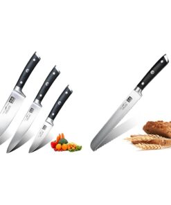Küchenmesserset Shan Zü 3 Tlg. CLASSIC Series Edelstahl Wellenschliff - Ideal für Profis & Liebhaber