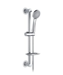 Ibergrif M20903-1 Duschstange mit Brause - Verstellbar, Nagelfreie Duschkopf - Badezimmeraset Silber