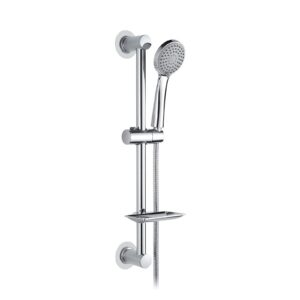 Ibergrif M20903-1 Duschstange mit Brause - Verstellbar, Nagelfreie Duschkopf - Badezimmeraset Silber