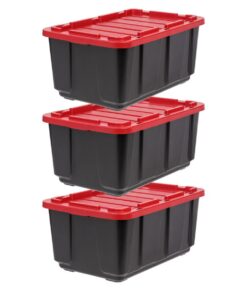 Iris Ohyama ORDNUNGSBOX UTB-27 - 100 L Plastikboxen mit Deckel - BPA-Frei - Stapelbar - Gartenbox - Schwarz