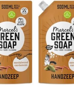 Marcel's Green Soap Flüssigseife - Nachfüllpack Flüssigseife 100% Umweltfreundlich Vegan - 500 ml Packung mit 2 Spendern