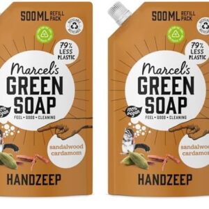Marcel's Green Soap Flüssigseife - Nachfüllpack Flüssigseife 100% Umweltfreundlich Vegan - 500 ml Packung mit 2 Spendern