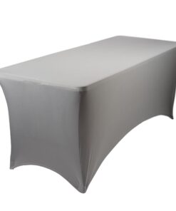 Harbour Housewares Rechteckige Spandex-Tischdecke 180cm Grau Elastisch Dehnbar Faltenfrei für Party Garten