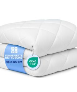 DREAMWAY - Jahreszeitliche Bettdecke 155x220 cm Oeko-Tex Zertifiziert, Super Weiche Mikrofaserdecke, Atmungsaktiv White