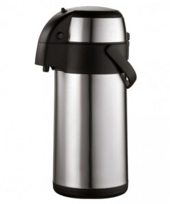 axentia Airpot Pumpkanne Silber 3L - Edelstahl Doppelwand Isolierung mit Pumpe unzerbrechlich