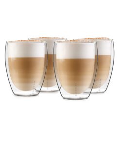 GLASWERK Doppelwandiges Latte Macchiato Design Glas - gedehnter Design Tasse, spülmaschinenfeste Kaffeetasse, doppelwand