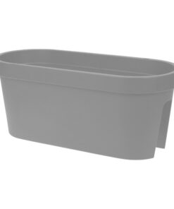 Spetebo Balkon Geländer Blumenkasten - oval 60 cm - grau - Kunststoff - für Gartenschönheit zum Hängen