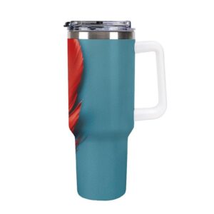 AQRJLPM A Red Feather Autobecher, edelstahl, 1,2 l, Strohhalm und Deckel, isoliert, für kalte heiße Getränke, Camping