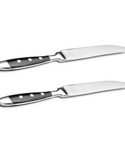 Kerafactum 2 Stück Tafelmesser Edelstahl Menümesser mit Sägeschliff für Landhausstil Bistros | Tafel Menü Messer mit Säg