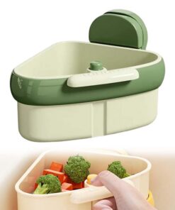 Multi-Functional Saugnapf Spülbecken-Abflusskorb, Eckregal Drain Basket Grün für Küche