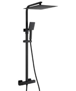 Auralum Schwarz Duscharmatur Komplettset mit Thermostat