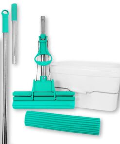 ABACUS® extrem saugstarker Wischmop Set + Ersatzschwamm + Verlängerungsstiel – für Efficienten Bodenreinigung, Familie +