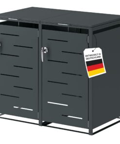 STEELSØN Diorus Wetterfest Mülltonnenbox 2er bis 240L abschließbar – Hochwertige Müllcontainerverkleidung – Anthrazitfar