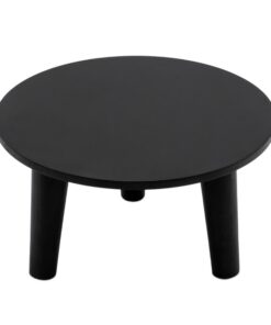 Spetebo Holz Blumenteller - rund 25 cm - schwarz - Deko für Blumen und Pflanzen | Spetebo Holz Pflanzenhocker - 3 Füße
