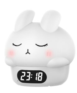 Silikon Kaninchen Digitaler Alarmclock für Kinder | Soft Nachtlicht Timer Morgenweck für Kleinkinder