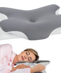 Premium Memory Foam Schmetterlingskissen | Orthopädisch gegen Nackenschmerzen (Hellgrau, Groß)