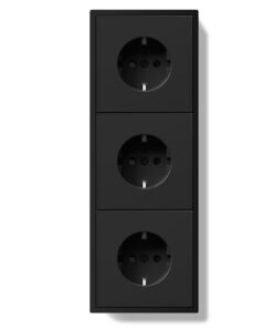 BSEED 16Amp Schuko Mehrfachsteckdose Schwarz für Wandinstallierung mit PC Rahmen und Krallen, 3 Fach