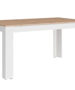 byLIVING Moderner Küchentisch in Eiche-Optik / Untergestell Melamin weiß / Großer Tisch / 160 x 90, H 75 cm - Ideal für