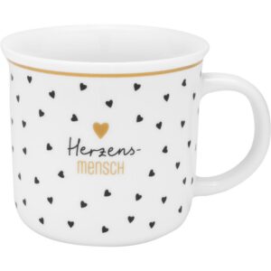 GRUSS & CO Tasse "Herzensmensch" Geschenk, Porzellan 38 cl, Geburtstagslustiges Geschenk GRUSS & CO "Herzensmensch" Tas