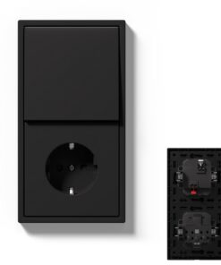 Seidig-Matte Wandschalter M3-Serie 1 Fach 1 Weg Schwarz | Vertikal Montierbarer Lichtschalter mit Steckdose Schwarz M3-
