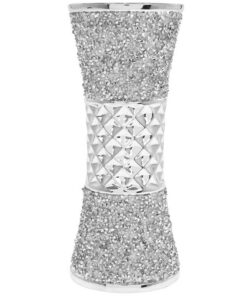 Silberne Blumenvase The Leonardo Collection, strukturiert, Heimdekoration | Zerkleinerte Diamanten Blumenvase, 19 cm, T