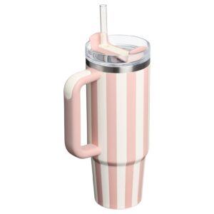 Tumbler mit Griff und Stroh Rosa Streifen 30oz Schule SportKid Edelstahl 304