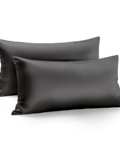 Zenssia Luxus Satin Kissenbezug Weich wie Seiden Haar- und Hautpflege Schwarz Zenssia Satin Kissenbezug Reißverschluss S