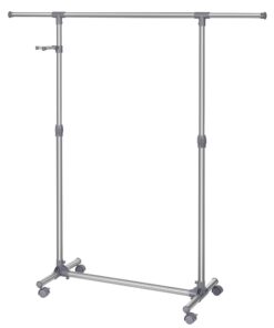 SONGMICS Rollen Kleiderständer, Edelstahlbeschichtung, höhenverstellbar, grau LLR01G, 150 x 44 x 165 cm