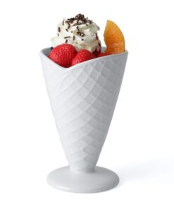 Holst Porzellan Eisbecher Waffel 16 cm weiß – Premium Design für Eisliebhaber