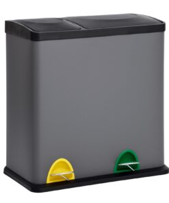 SVITA TC2Combo35 Mülleimer 35Liter Grau Mülltrennung Küchen-Eimer