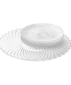 Altom Design SOLARIS Dessertteller Set aus Glas 7-teilig 15,5 cm mit 25 cm Tortenplatte
