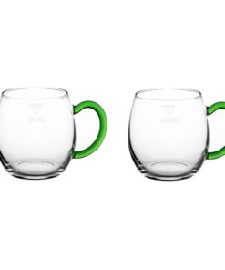 Novaliv 2x Weinseidel mit grünem Henkel | Glas, 250 ml | Weißweinglas, Glühweingläser, Teegläser | perfekt für Hausgäste